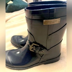 Navy blue Coach rain boots size 7 (37)